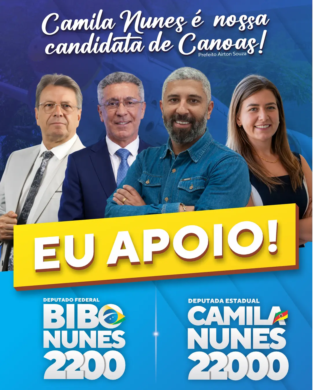 Arte de apoio de Diógenes a Bibo Nunes 2200 e Camila Nunes 22000
