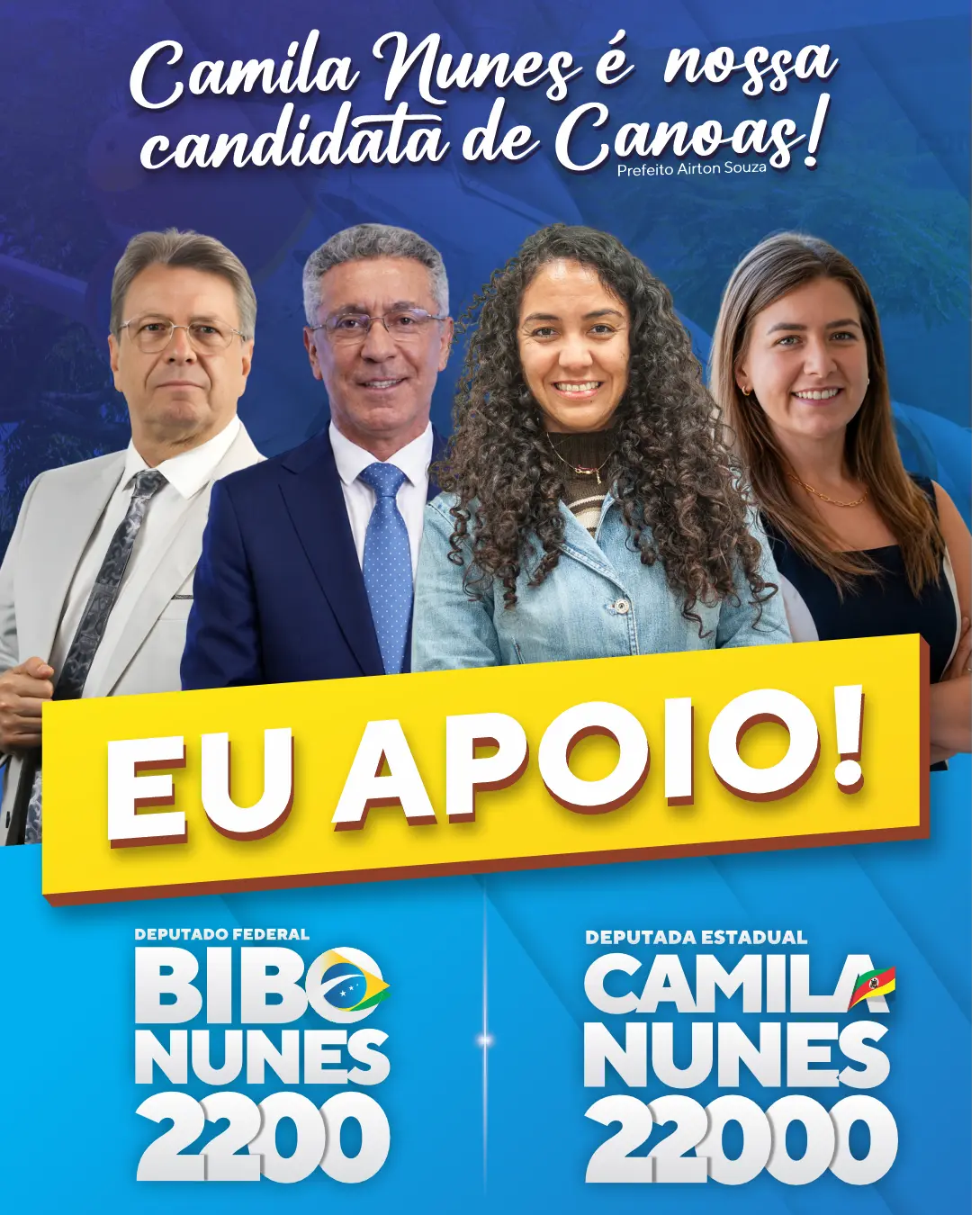 Arte de apoio de Patrícia a Bibo Nunes 2200 e Camila Nunes 22000