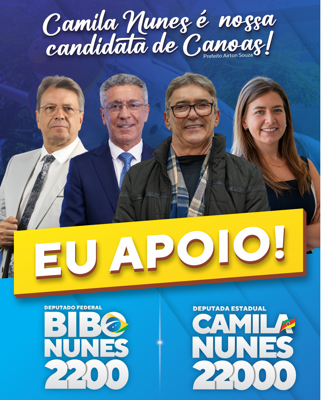 Arte de apoio de Sérgio a Bibo Nunes 2200 e Camila Nunes 22000