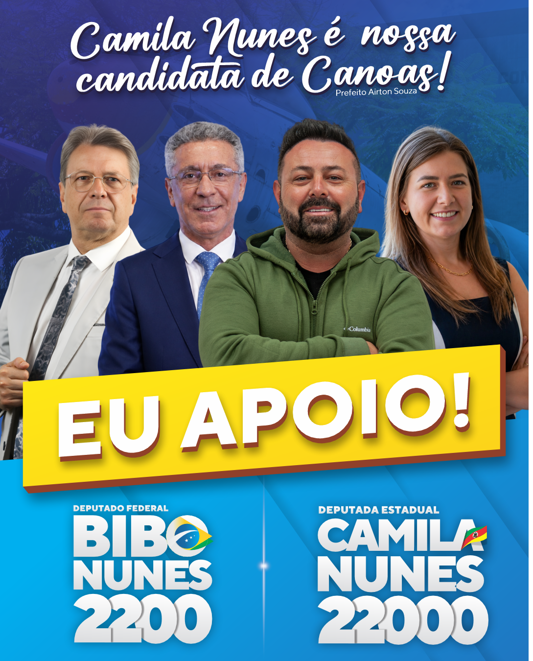 Arte de apoio de Ney a Bibo Nunes 2200 e Camila Nunes 22000