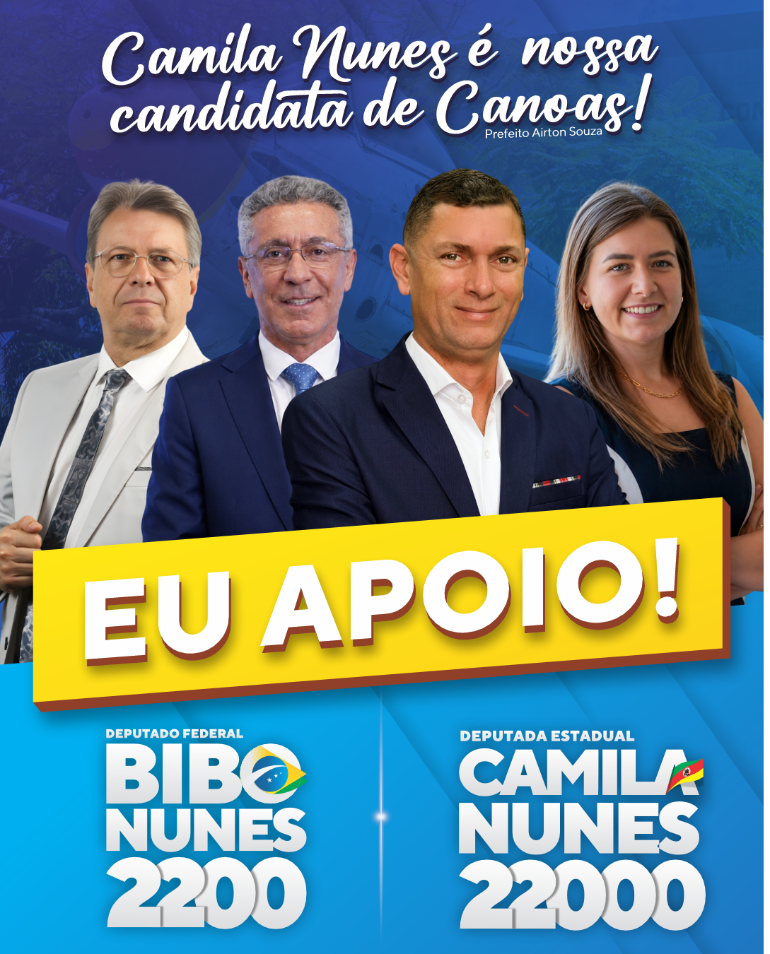 Arte de apoio de Vanderlei a Bibo Nunes 2200 e Camila Nunes 22000