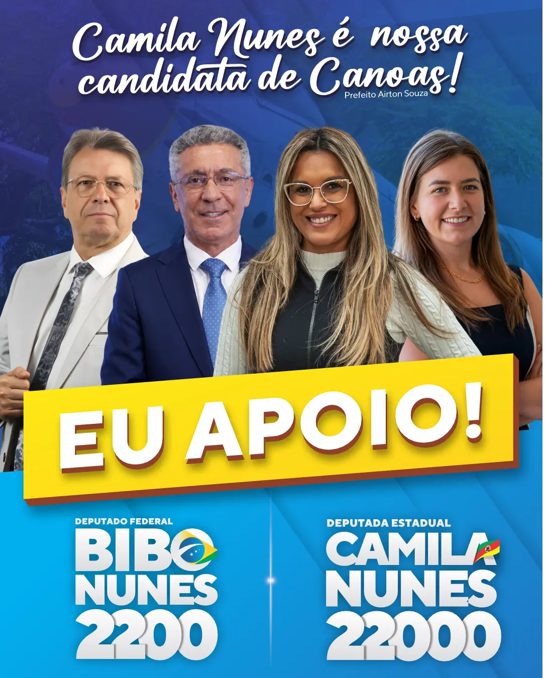 Arte de apoio de Thamires a Bibo Nunes 2200 e Camila Nunes 22000