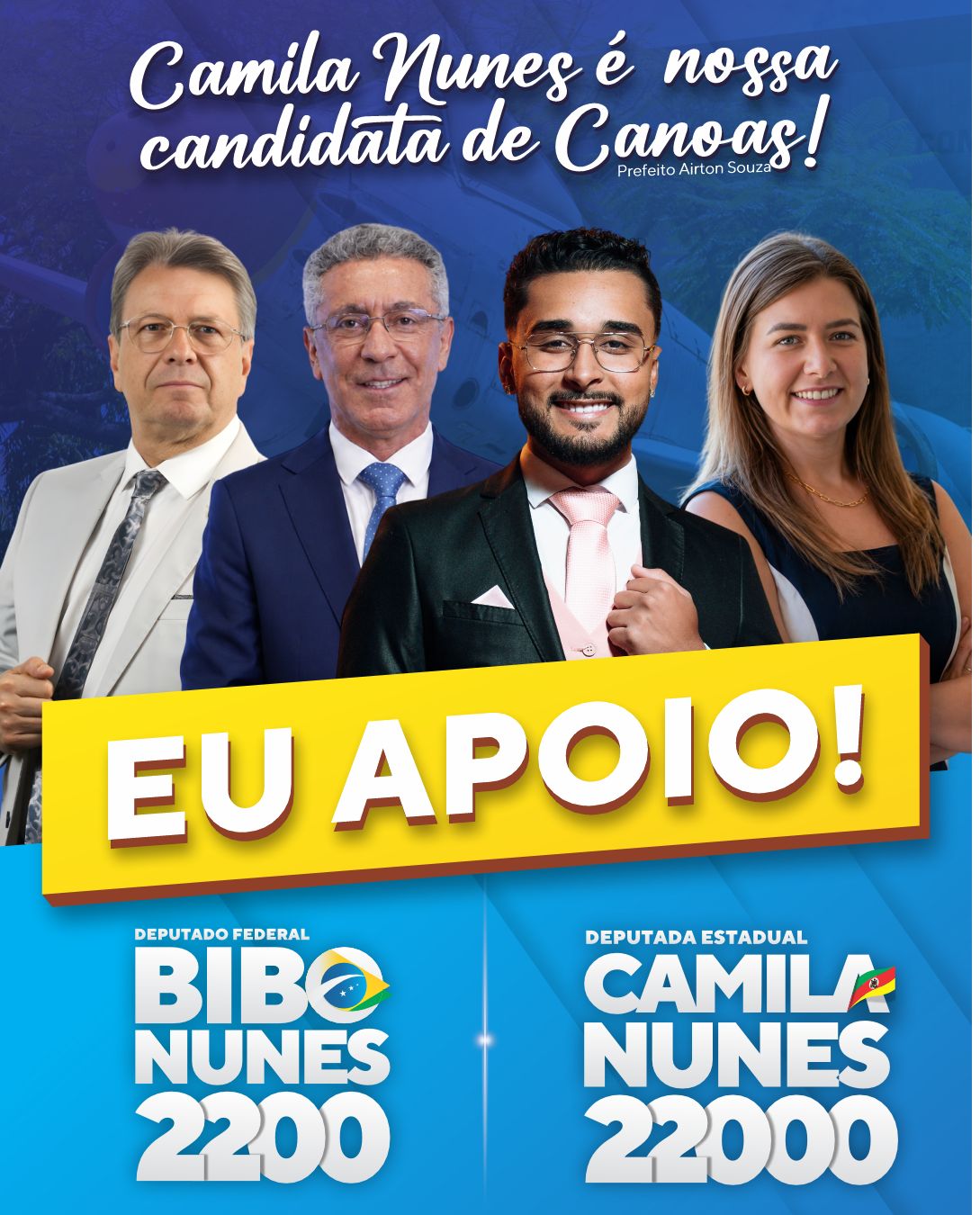 Arte de apoio de Apoiador 1 a Bibo Nunes 2200 e Camila Nunes 22000